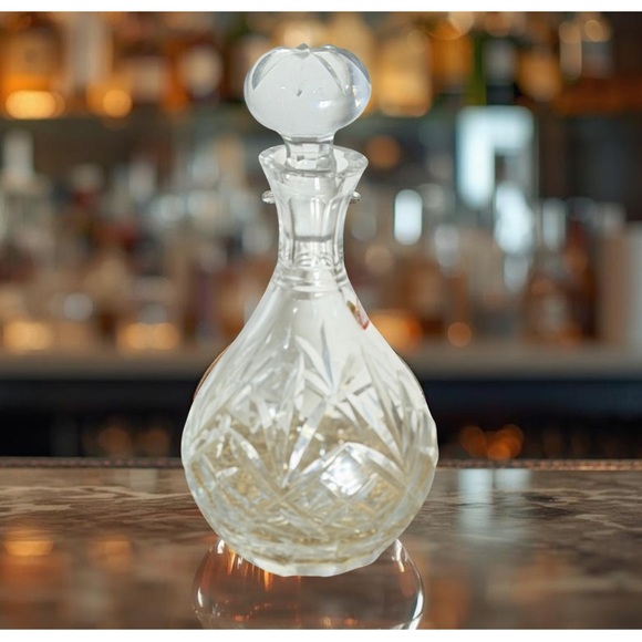 Krosno Asitra Other - Krosno Asitra Polish Cut Crystal Decanter w/ Stopper 12” Vintage Barware Elegant
